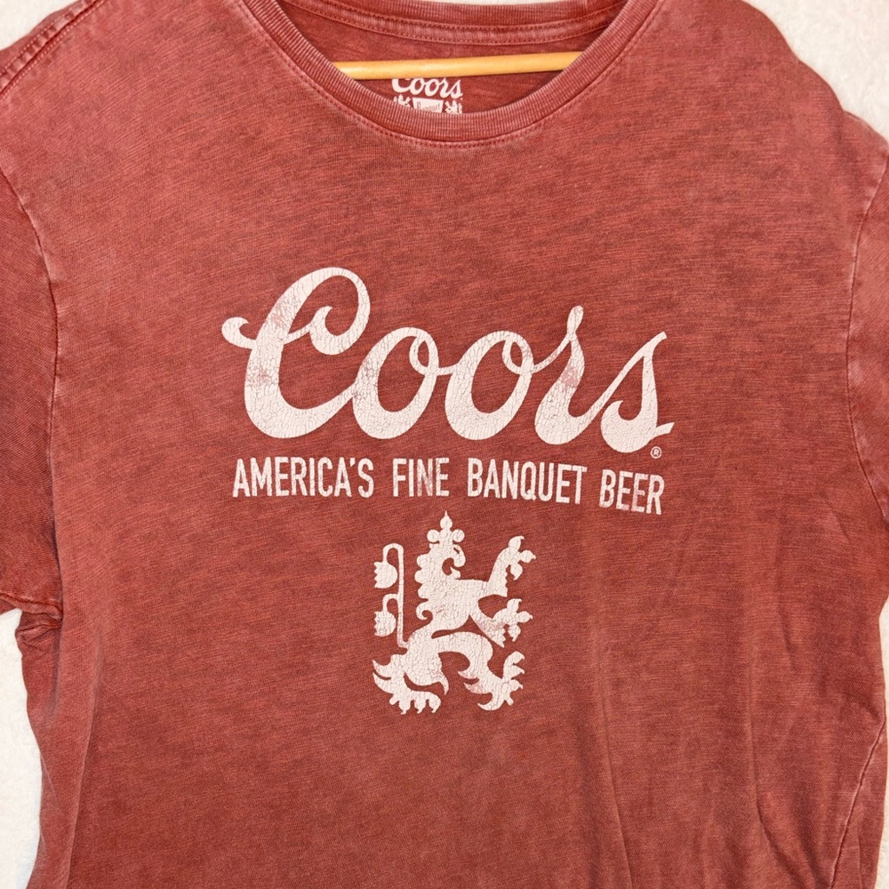 Men’s Lucky Brand Dusty Rose Graphic Tee with White Print Sz XXL